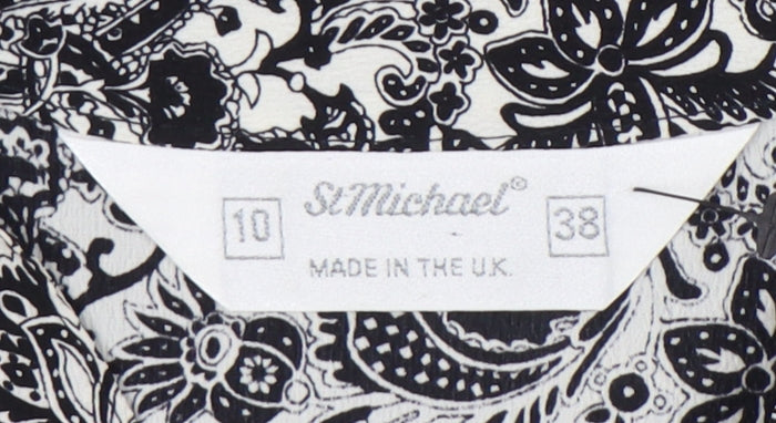 St Michael Women's Black & White Paisley Dress Sz 10