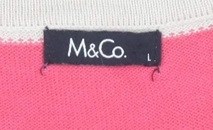 M&Co Women's Multicoloured Striped Pullover Jumper L