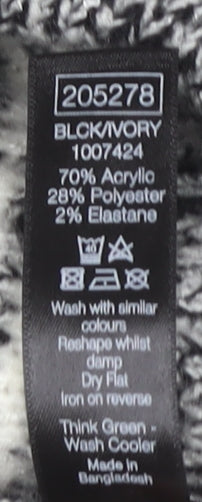 M&Co Women's Black Ivory Check Cardigan, Size 12