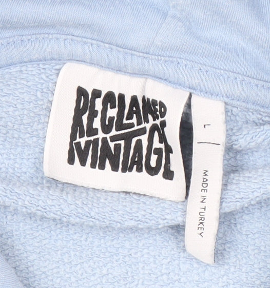 Reclaimed Vintage Unisex Blue Hoodie L Pullover Graphic