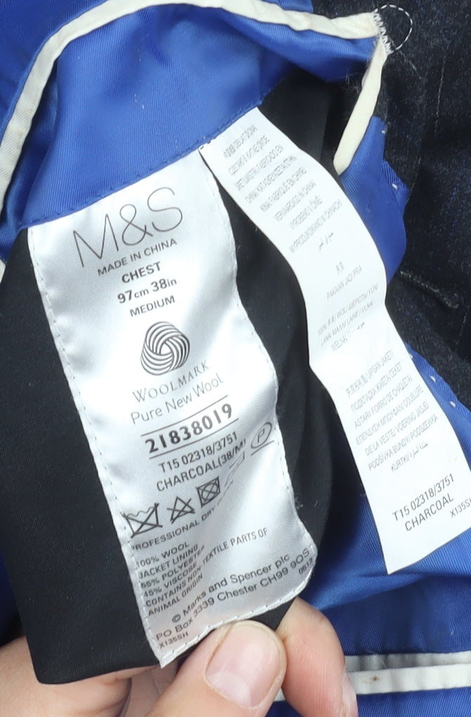Marks & Spencer Grey Striped Suit Jacket, Men, Size 38R