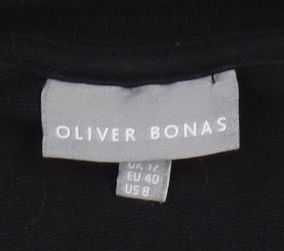 Oliver Bonas Black Feather Accented Dress Size 12