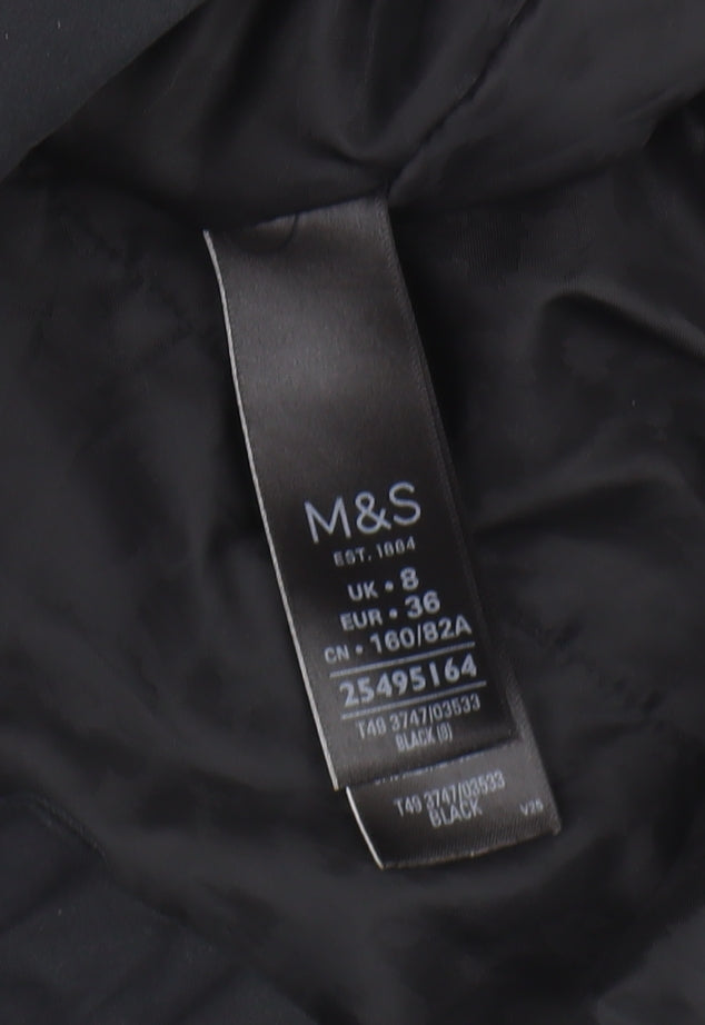 Marks & Spencer Womens Black Parka Jacket UK Size 8