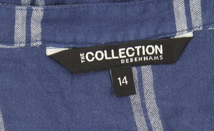 Debenhams Women's Blue Check Tunic Blouse Size 14