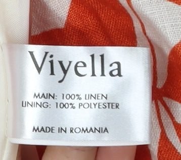 Viyella Women's Orange A-Line Floral Skirt Size 12