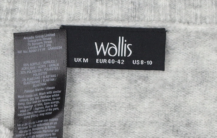 Wallis Women's Grey Pullover Jumper M - Beaded Design
