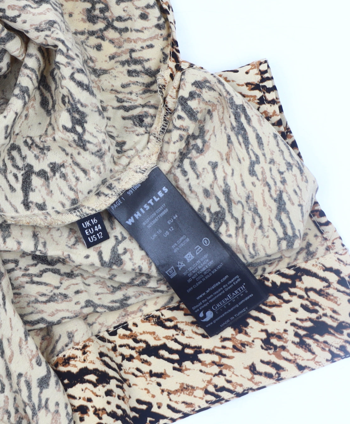 Whistles Women's Beige Animal Print Midi Skirt, Size 16