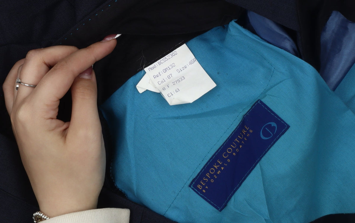 Bespoke Couture Men's Blue Wool Dress Trousers 46R