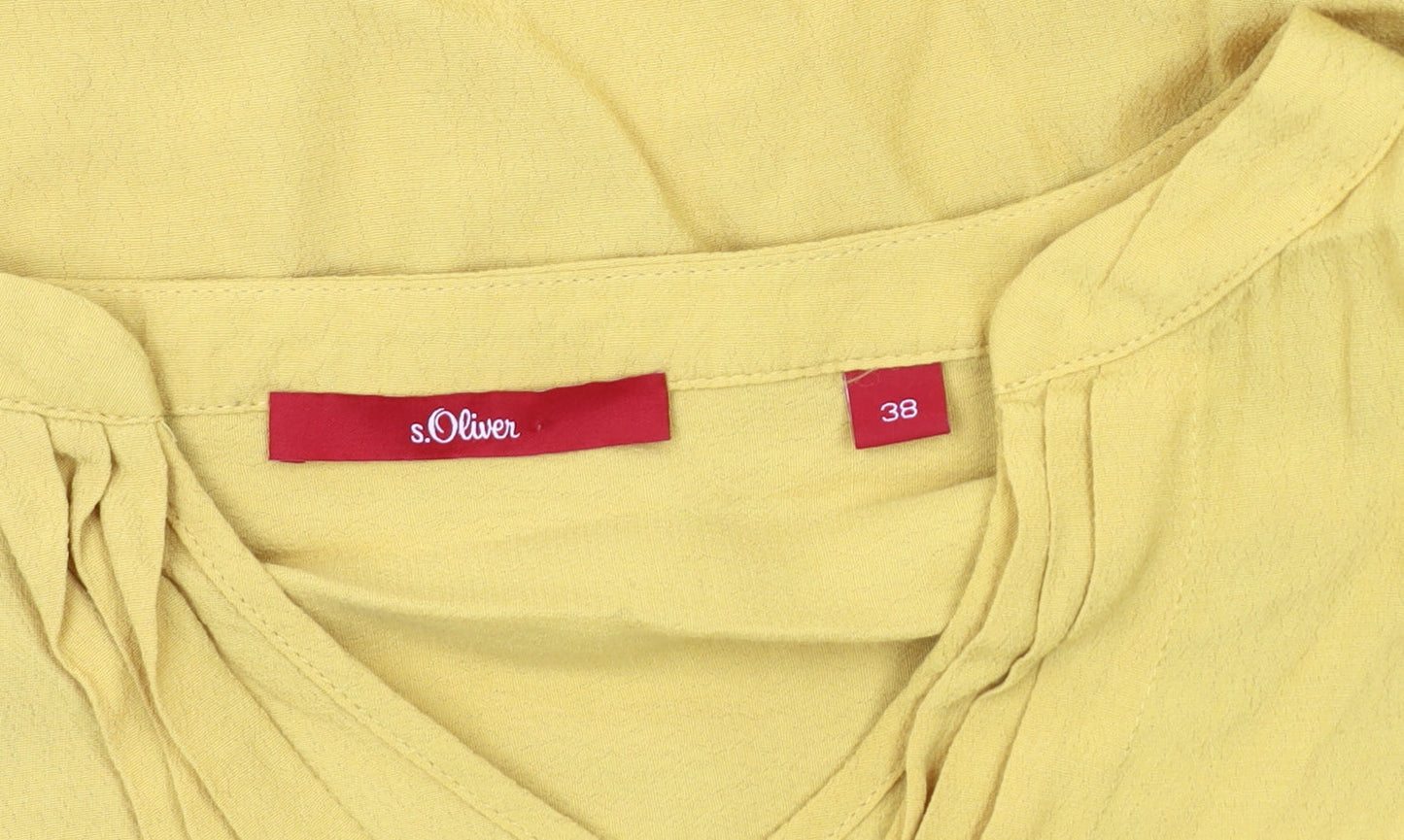 s.Oliver Women's Yellow V-Neck Long Sleeve Blouse