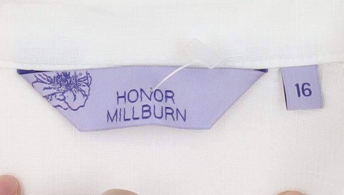Honor Millburn Women's White Button-Up Shirt Size 16