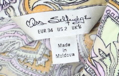 Miss Selfridge Women's Multicoloured Button-Up Paisley Shirt, Size 6