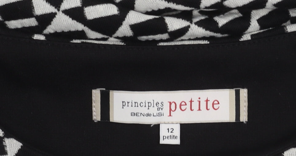 Principles Petite Black Geometric Sheath Dress, Size 12