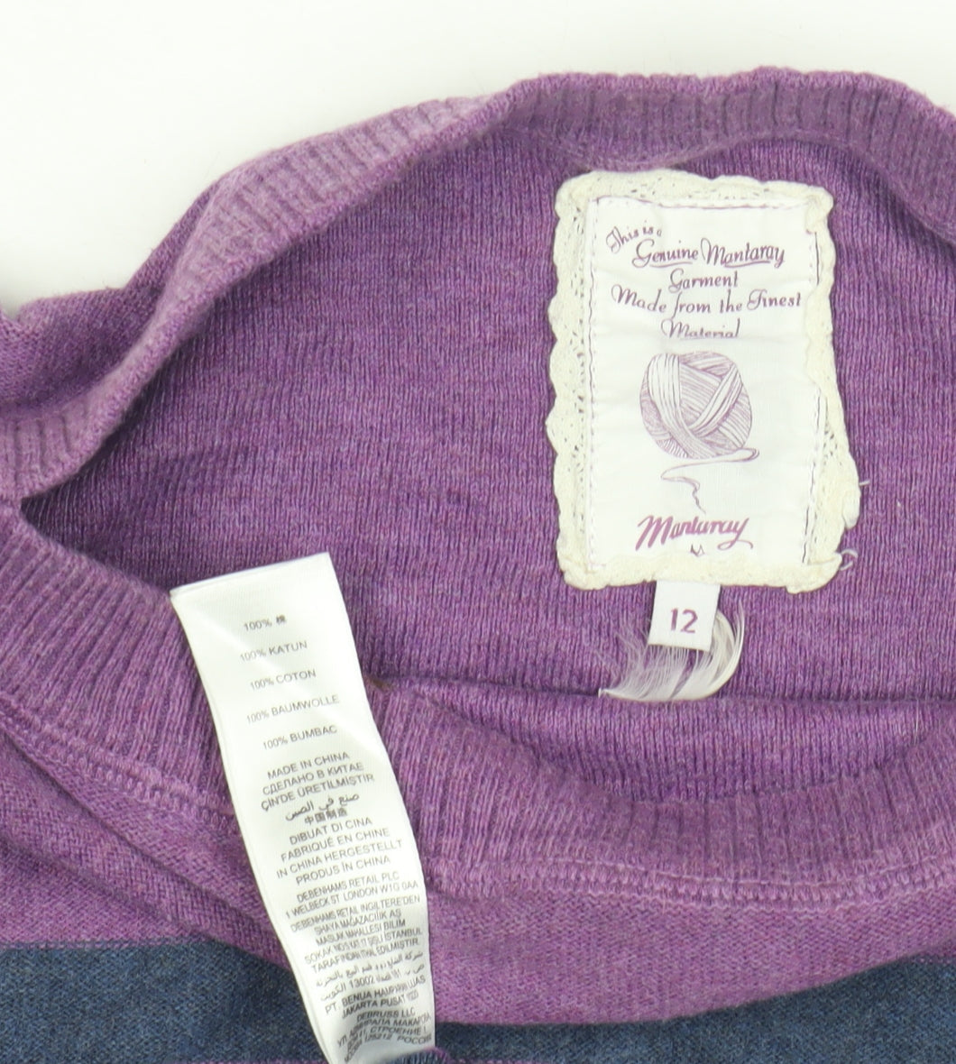Mantaray Women's Purple Striped Jumper Size 12