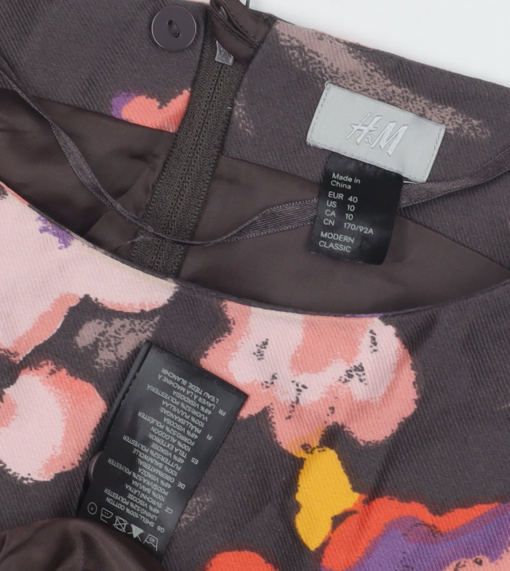 H&M Women's Multicoloured Floral A-Line Dress Size 12