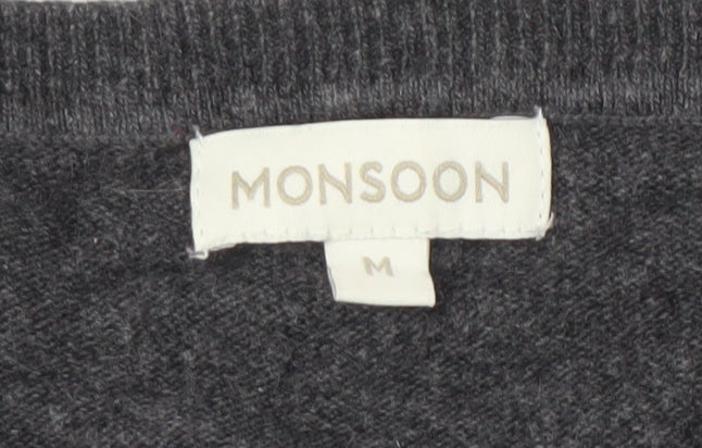 Monsoon Women's Grey Pullover Jumper, Size M, Crew Neck