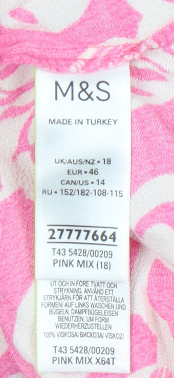 Marks & Spencer Women's Pink Floral Wrap Blouse Size 18