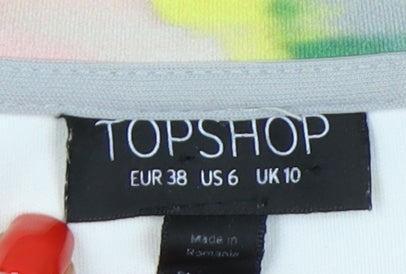 Topshop Women's Floral T-Shirt, Size 10, Multicoloured