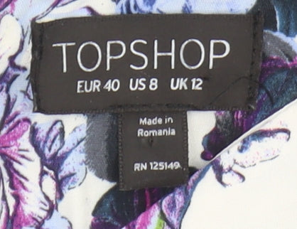 Topshop Women's Multicoloured Floral A-Line Dress Size 12