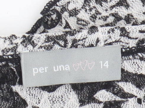 Per Una Women's Black Floral Lace Blouse Size 14