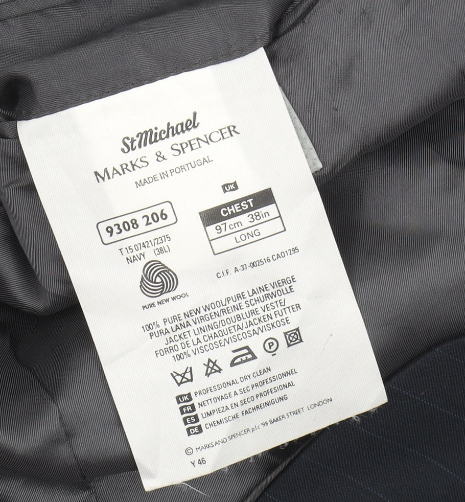 Marks & Spencer Men's Blue Wool Suit Jacket 38L