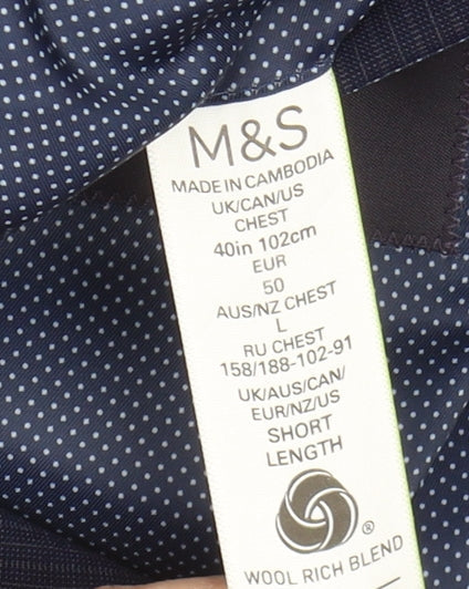 Marks & Spencer Men's Blue Blazer, 40R Formal Jacket