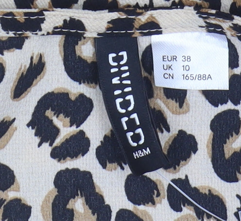 H&M Women's Beige Leopard Strappy Dress Size 10