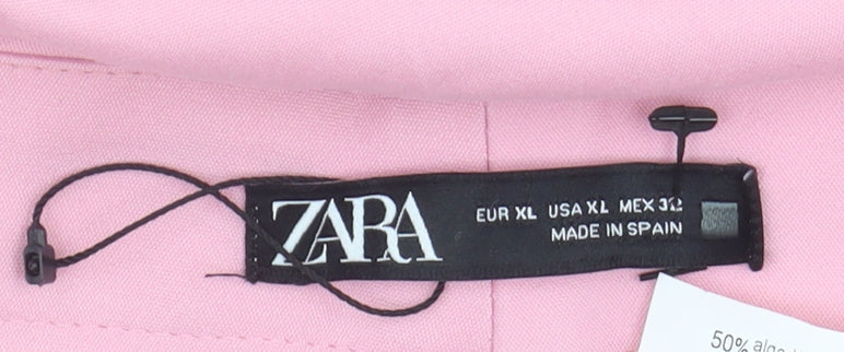 Zara Women's Pink Buttoned Trousers XL
