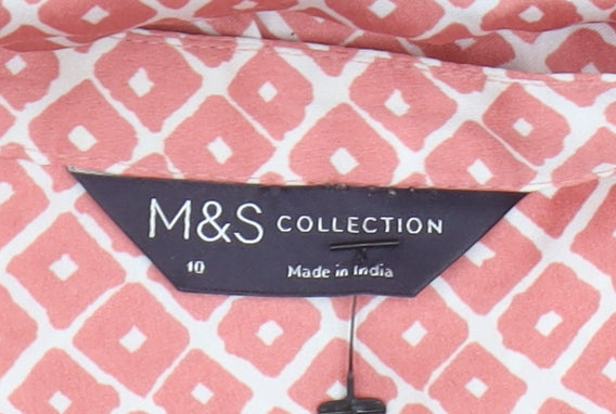 Marks & Spencer Women's Red Geometric Blouse Size 10