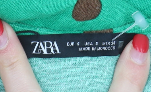 Zara Women's Green Polka Dot Wrap Blouse - Size S