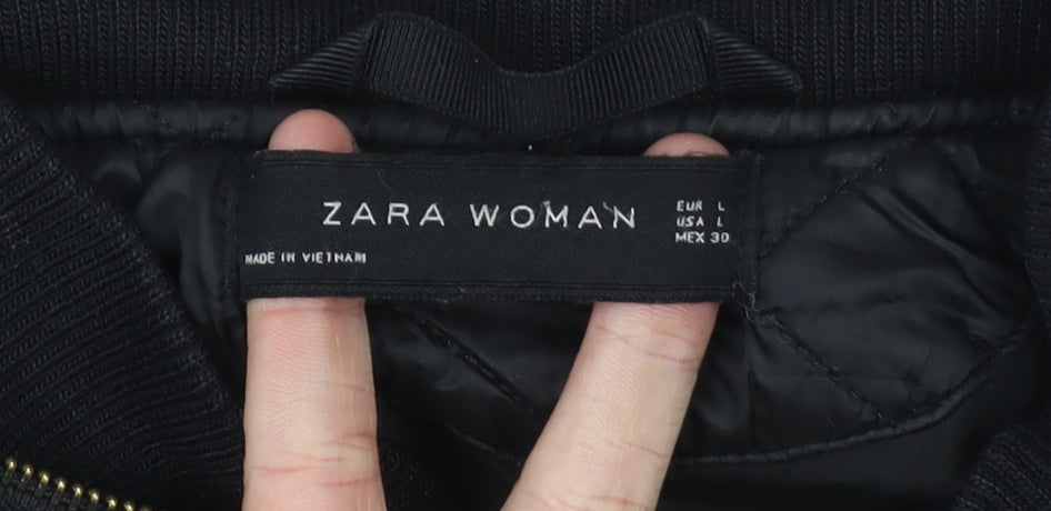 Zara Women's Black Quilted Coat Size 12