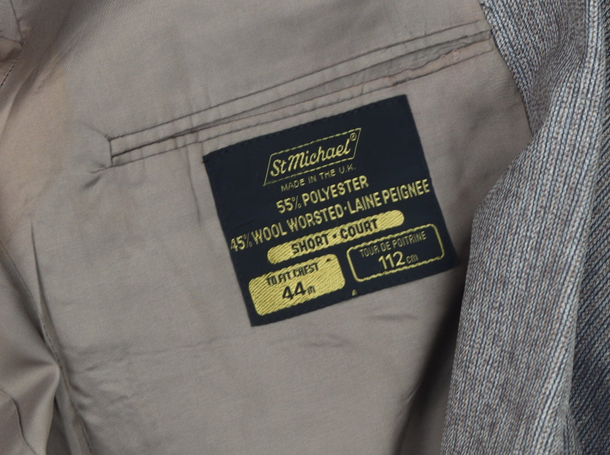 Marks & Spencer Men's Grey Blazer, Size 44S, Vintage Style