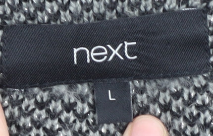 Next Women's Black Check Collared Open Front Cardigan, Size L