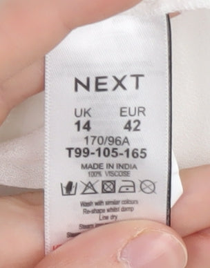 Next Women's White Long Sleeve Zip Top, Size 14