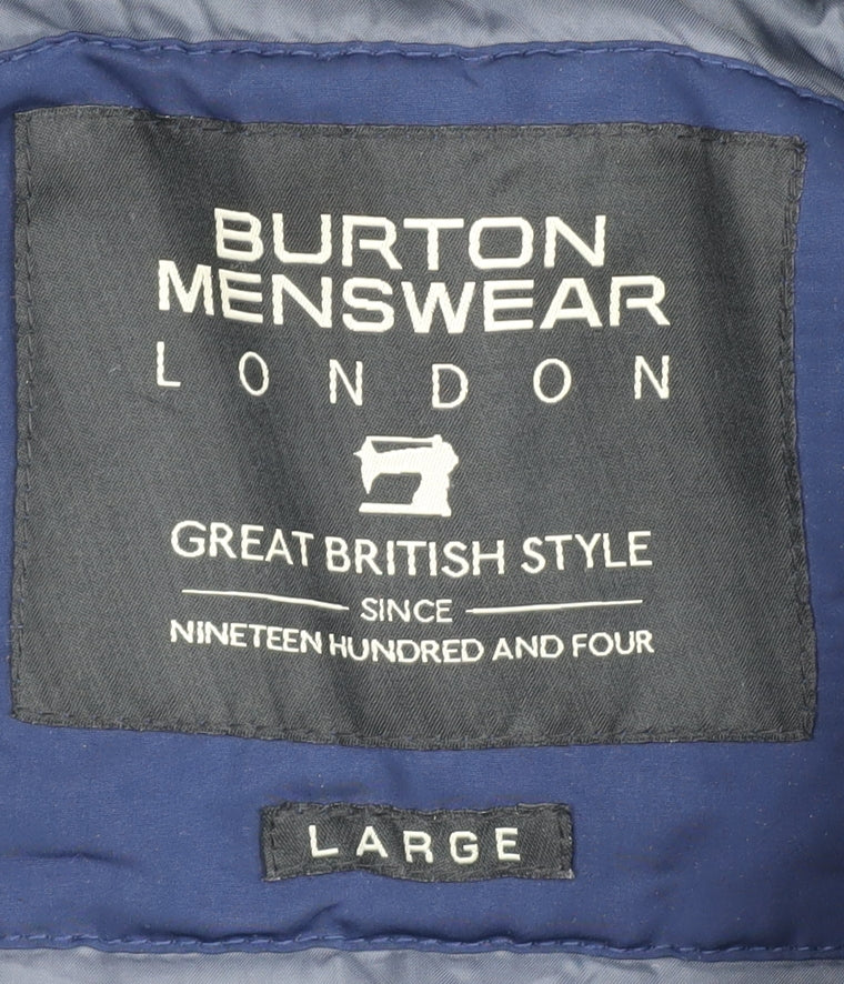 Burton Menswear Blue Hooded Parka Coat Large
