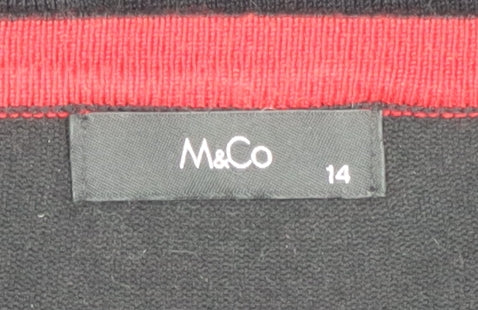 M&Co Women's Black Striped Pullover Jumper Size 14