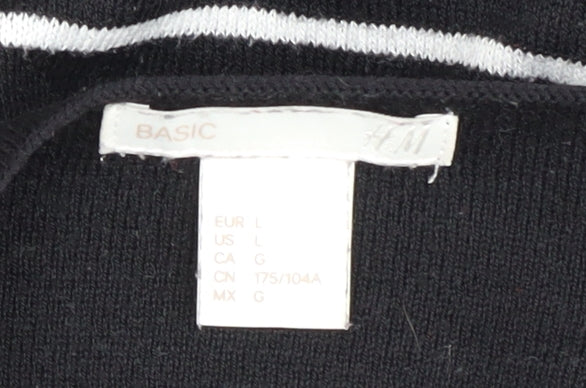 H&M Women's Black Striped Pullover Jumper L