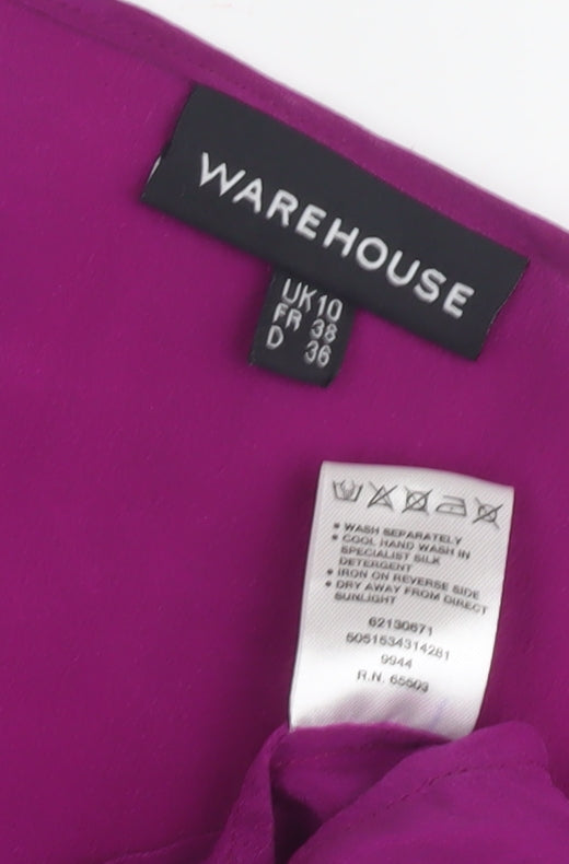 Warehouse Women’s Purple Silk Ruffle Dress
