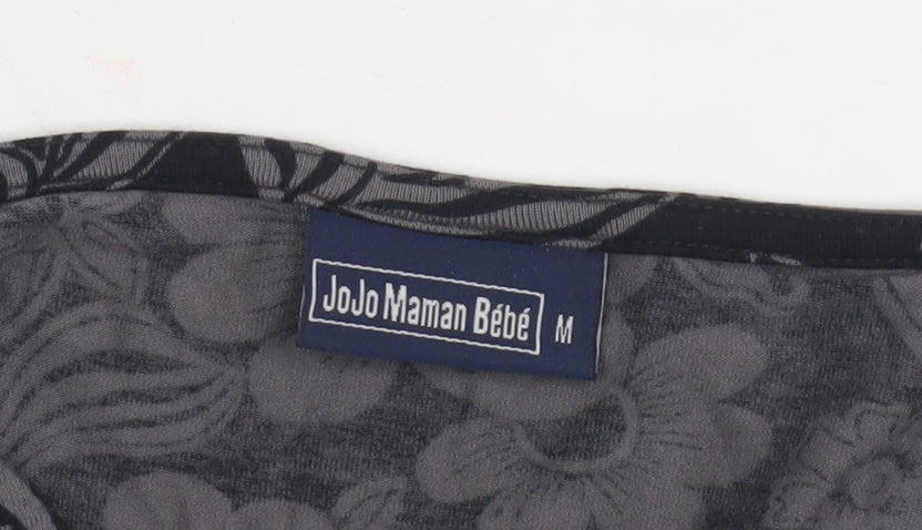 JoJo Maman Bébé Black Floral Wrap Blouse for Women M