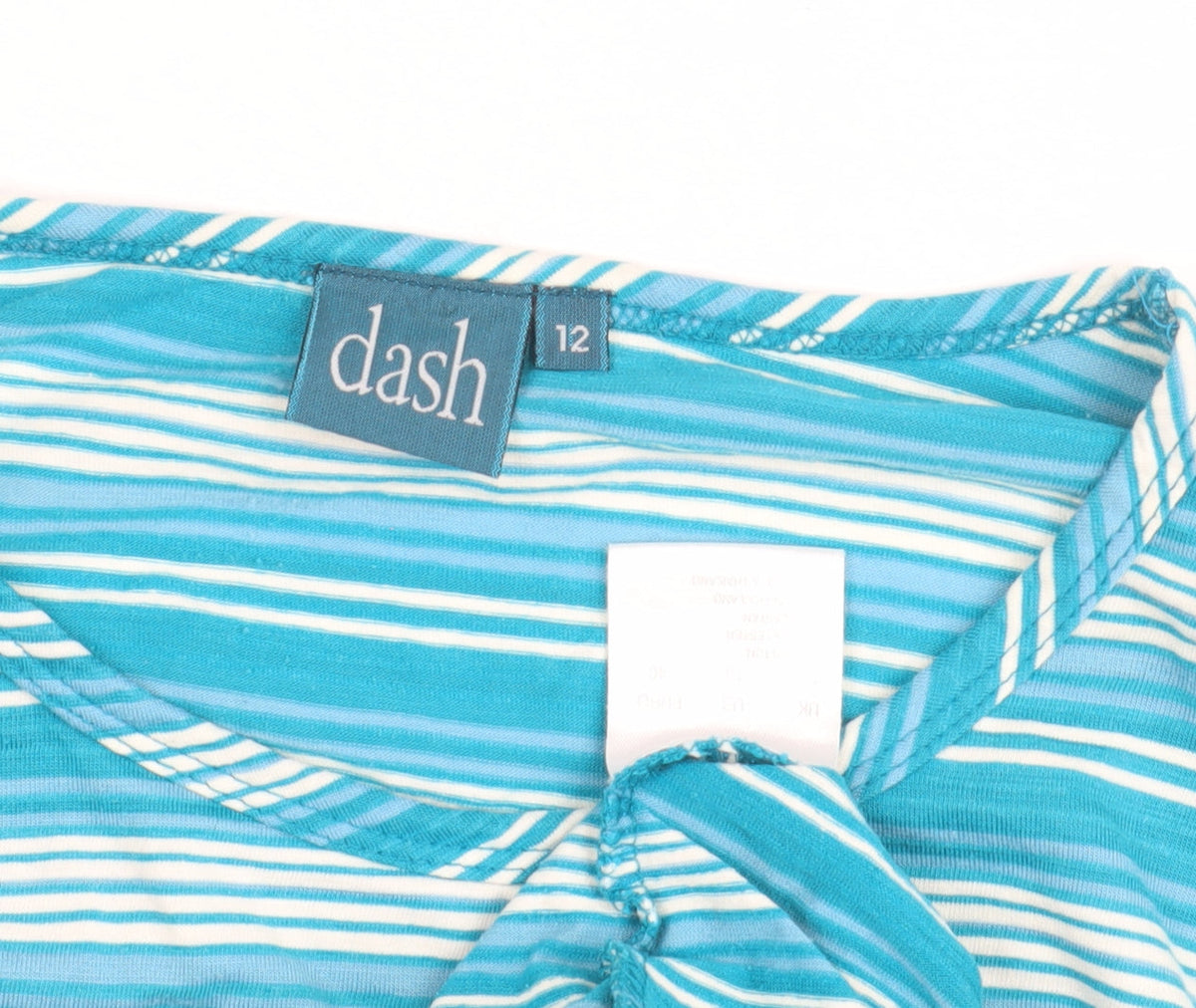 Dash Women's Blue Striped T-Shirt Size 12