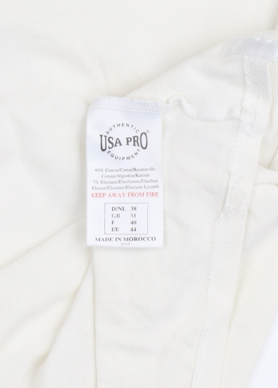 USA Pro Women's White Polo Shirt Medium - Casual Cotton Blend