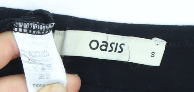 Oasis Women's Black T-Shirt, Size S, Boat Neck