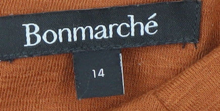 Bonmarché Women's Orange Jersey Top UK 14, 3/4 Sleeve