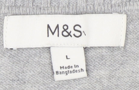 Marks & Spencer Women's Grey V-Neck Knit Jumper - L