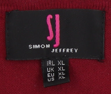Simon Jeffrey Women's Red XL Geometric Knit Pullover