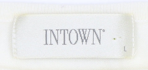 INTOWN Women's Ivory Round Neck Tank Size L