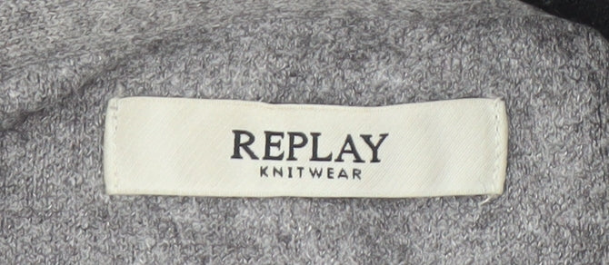 Replay Men's Grey Pullover Hoodie, S, Knit, Hooded