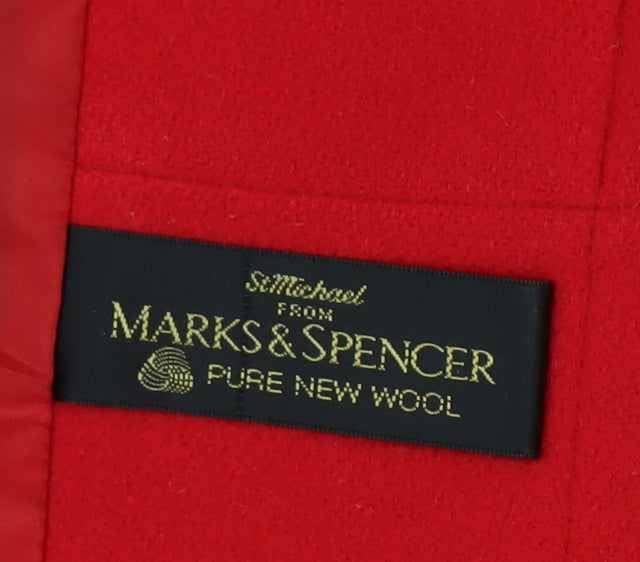 Marks & Spencer Women's Red Wool Pea Coat Size 14