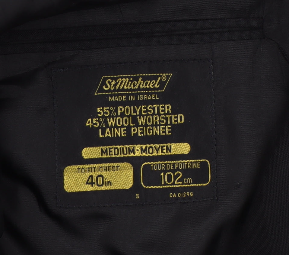 St Michael Men's Black Tuxedo Jacket - 40R, Formal, Vintage