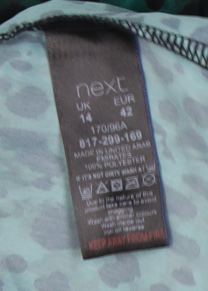 Next Women's Green Animal Print Blouse, Size 14