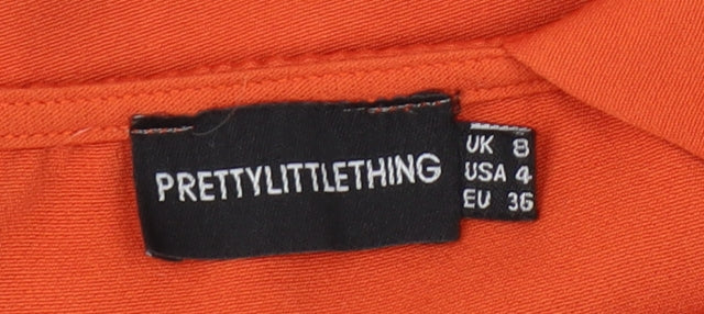 PrettyLittleThing Women's Orange Cropped Tank Top, Size 8